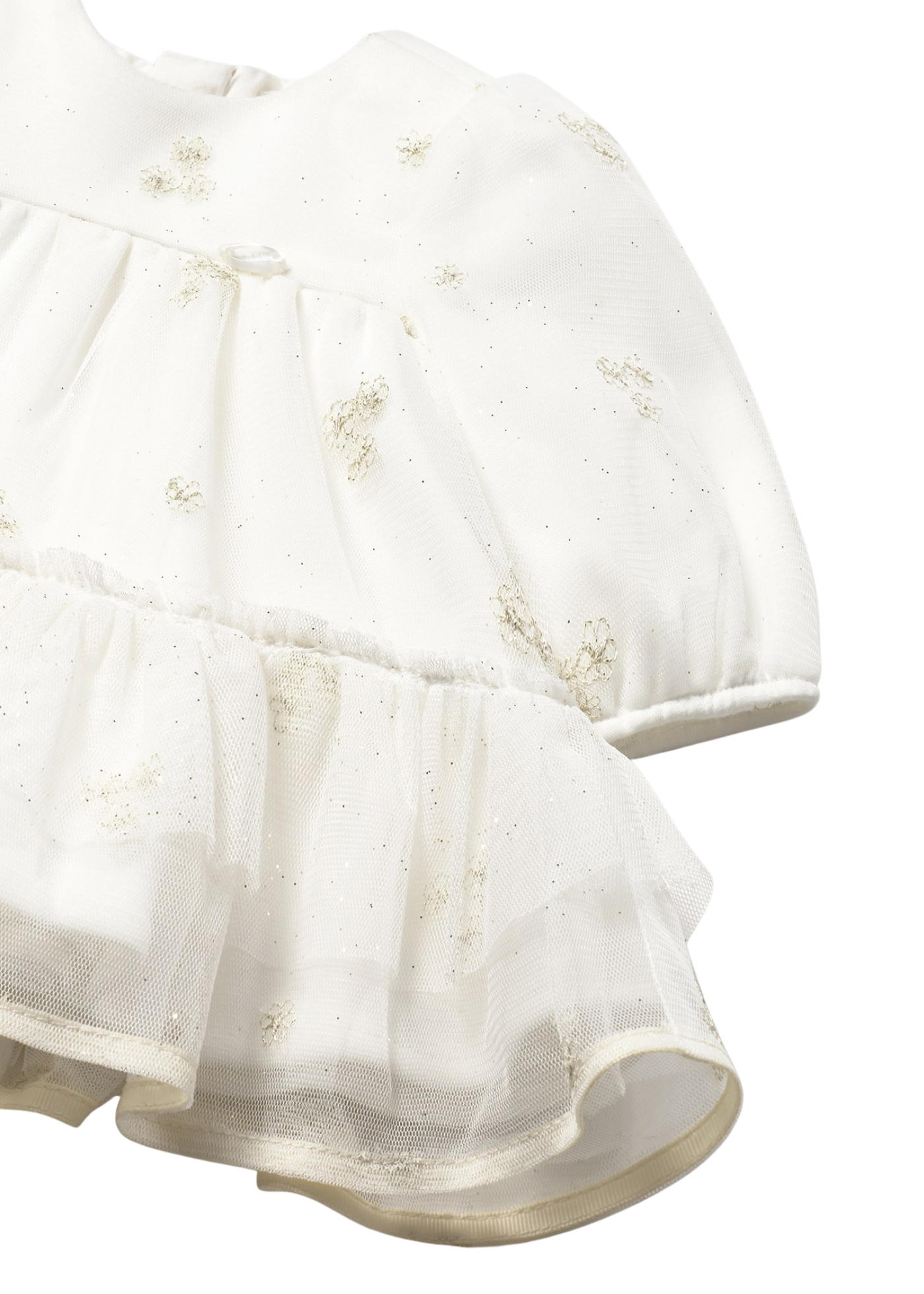 Rochie Tulle Crem cu Maneca Lunga Broderie Flori Aurii 2817 Mayoral