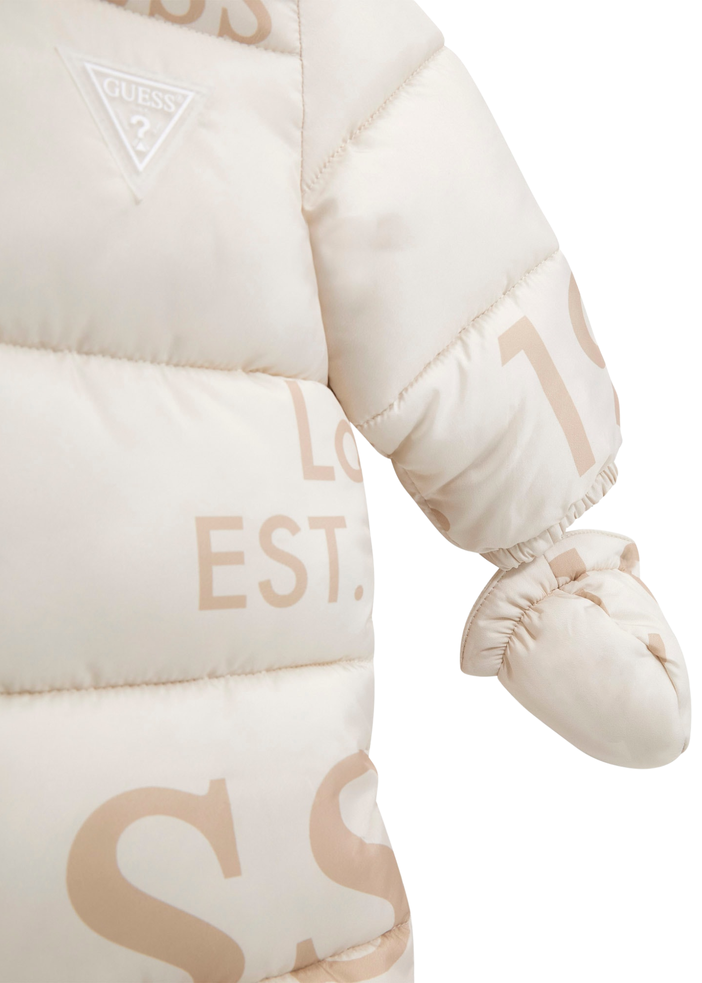 Combinezon Matlasat din Fas Crem cu Print Litere H5BW00 WCFM0 PZA1 Guess