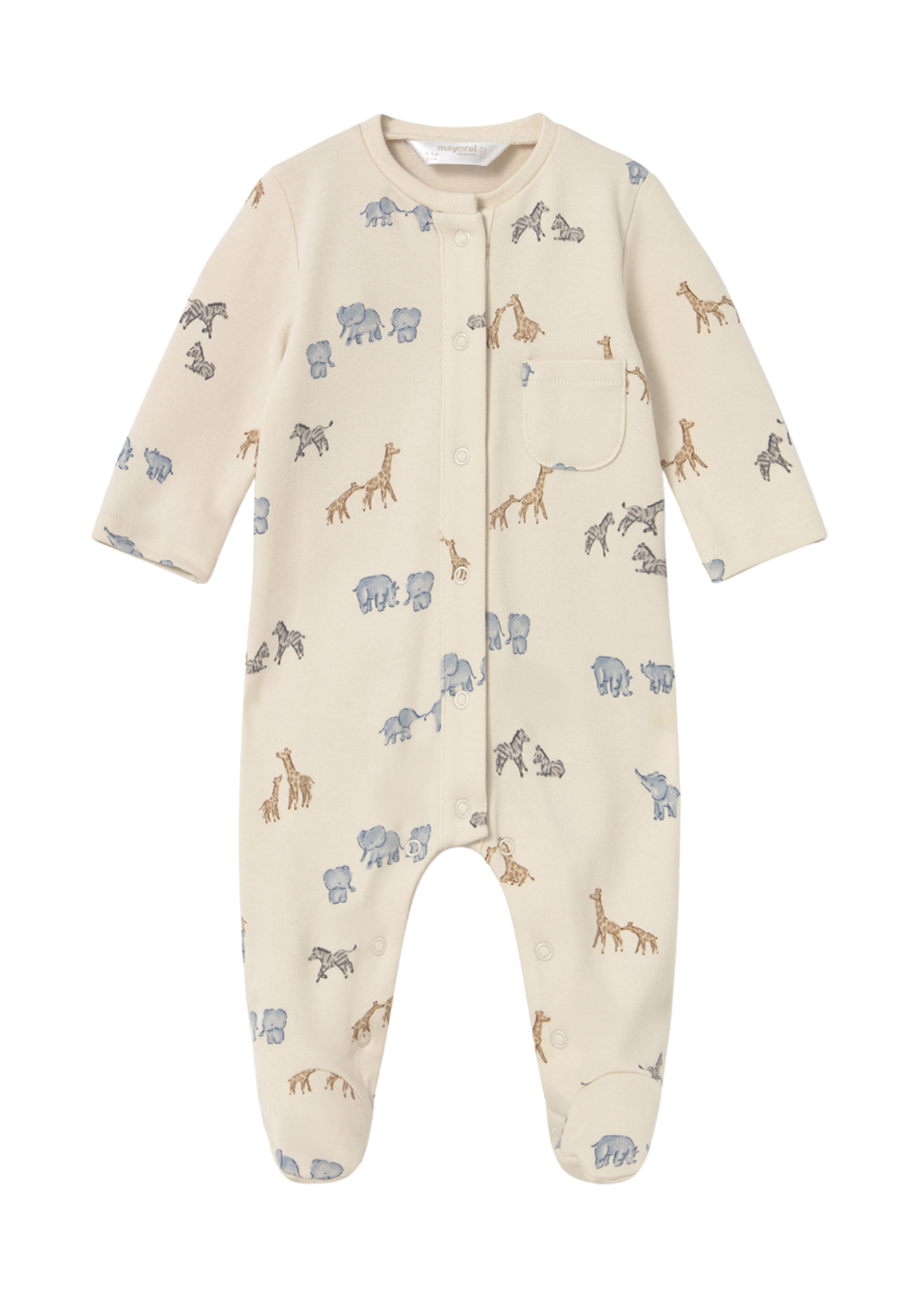 Set 2 Salopeta Lungi Bej cu Bleu Imprimeu Animale 2714 Mayoral