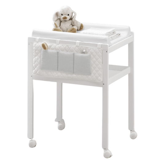 Wooden Changing Table with Wheels and Organizer for Babies 0-4 Years Evolution