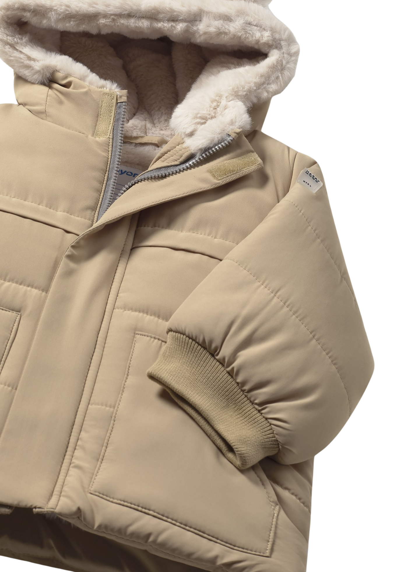 Geaca din Fas Bej cu Gluga cu Blana 2424 Mayoral