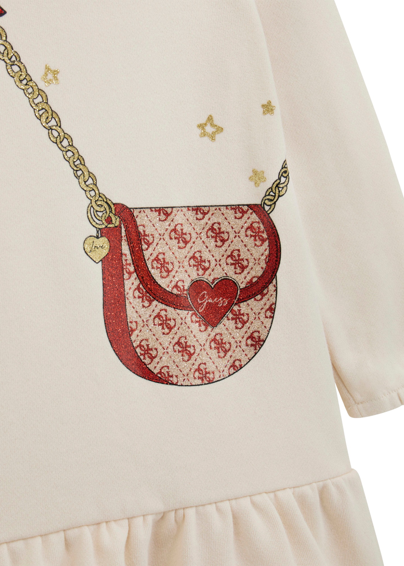 Rochie Crem cu Maneca Lunga Imprimeu Gentuta K5BK21 KAD74 G012 Guess