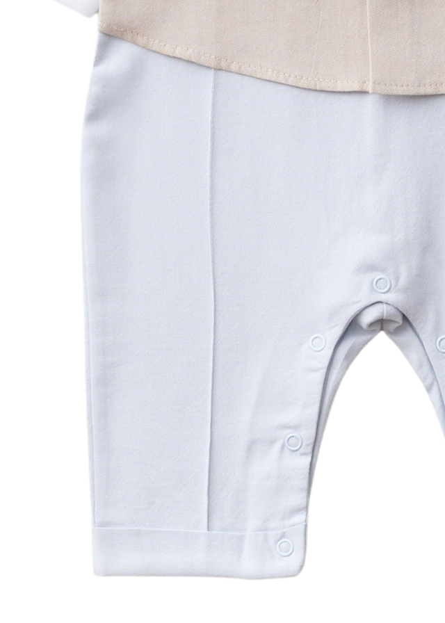 Salopeta Lunga Alb cu Bleu cu Papion 4332 MyMio