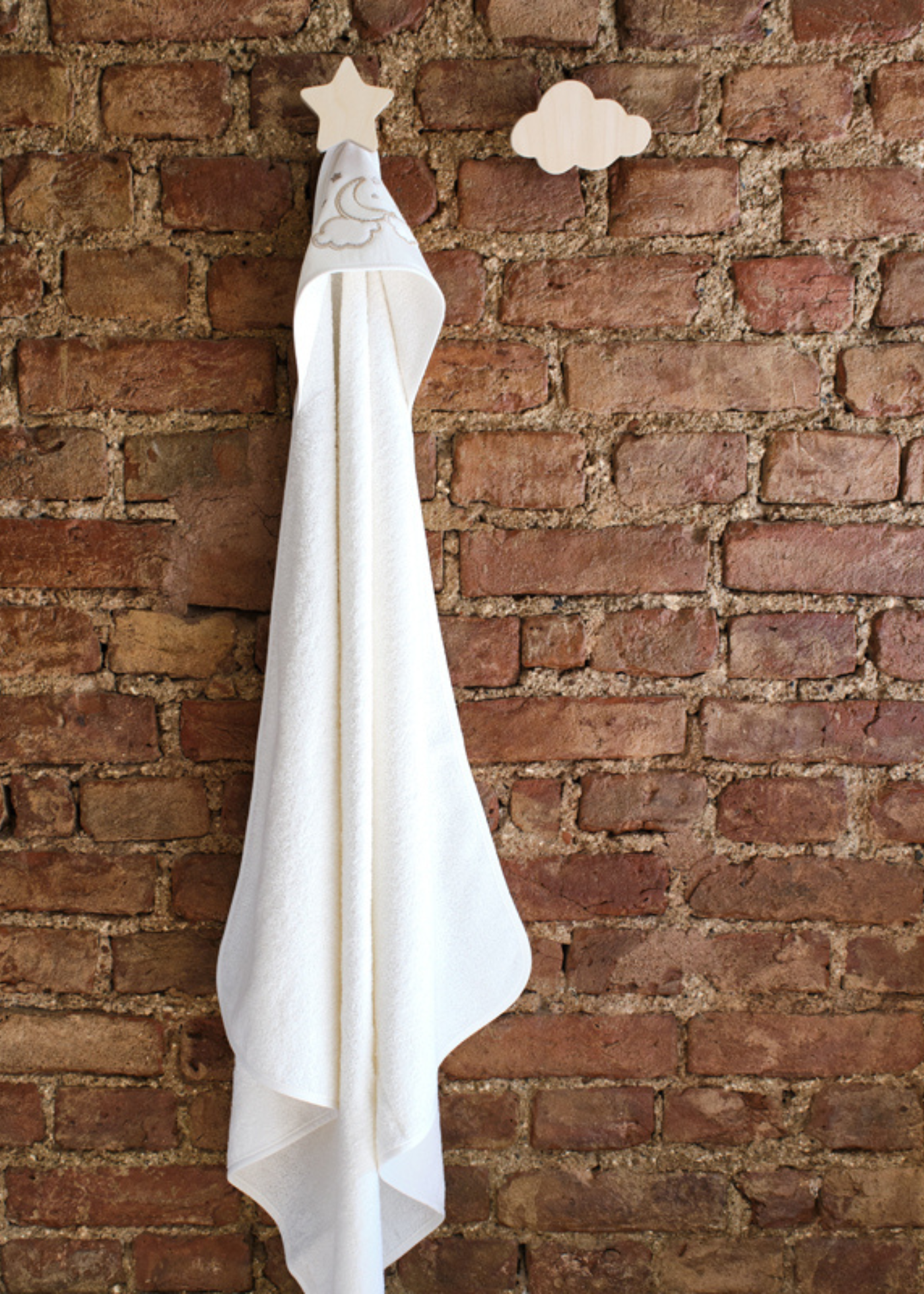 Set Prosop cu Capison si Manusa de Baie Luna Elegant Crem - 90x90 cm- 0424 FunnaBaby