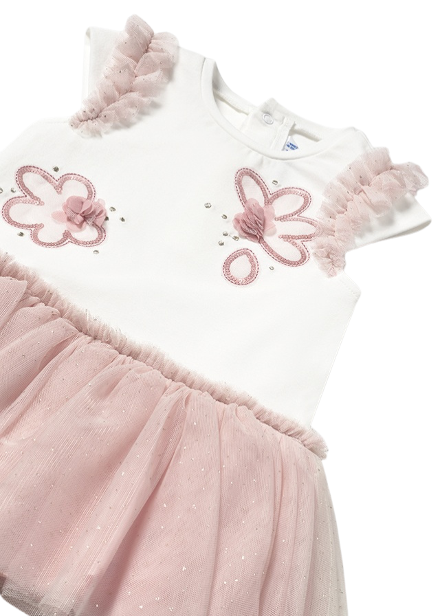 Rochie Bust Crem si Fusta Tull Roz cu Sclipici 1904 Mayoral