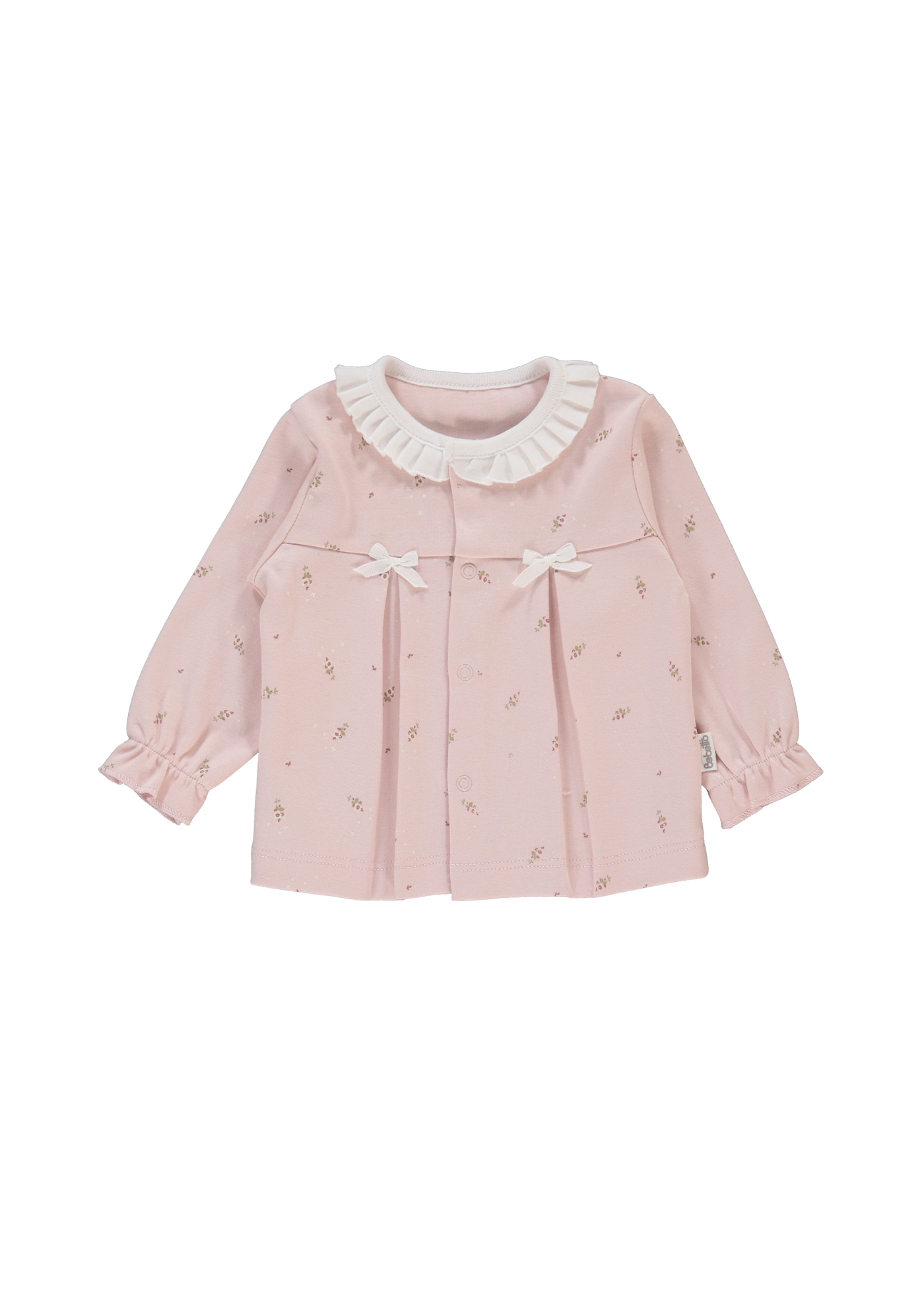 Set 2 Piese Roz Bluza cu Capse si Pantaloni Lungi Tiny Florist F1437 Bebetto