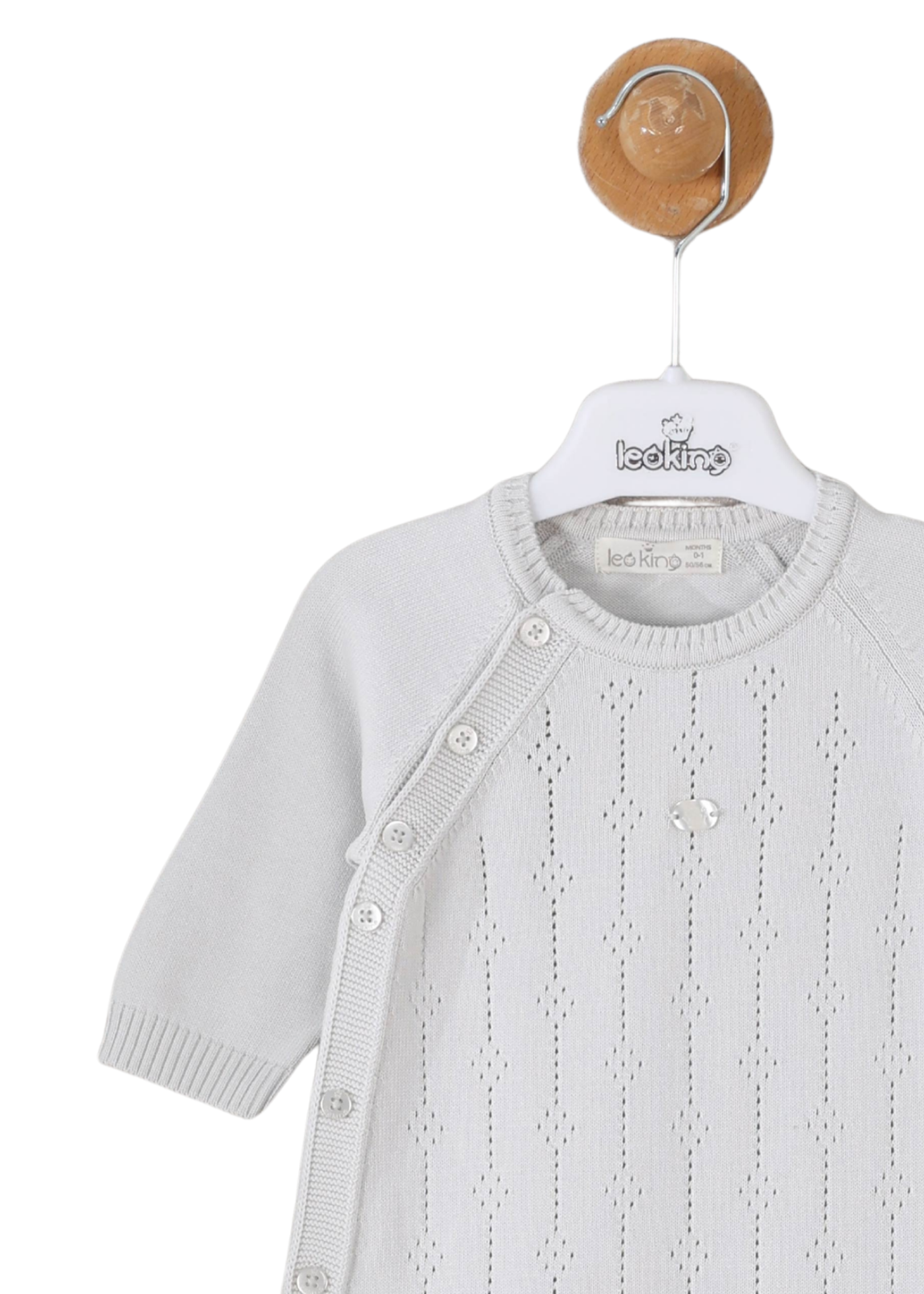 Salopeta Tricotata Lunga Alba cu Fes 7434 Leo King