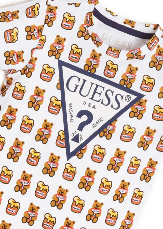 Tricou Alb cu Maneca Scurta si Imprimeu Ursuleti cu Logo Guess H1YT00 Guess - Camera Bebelusului