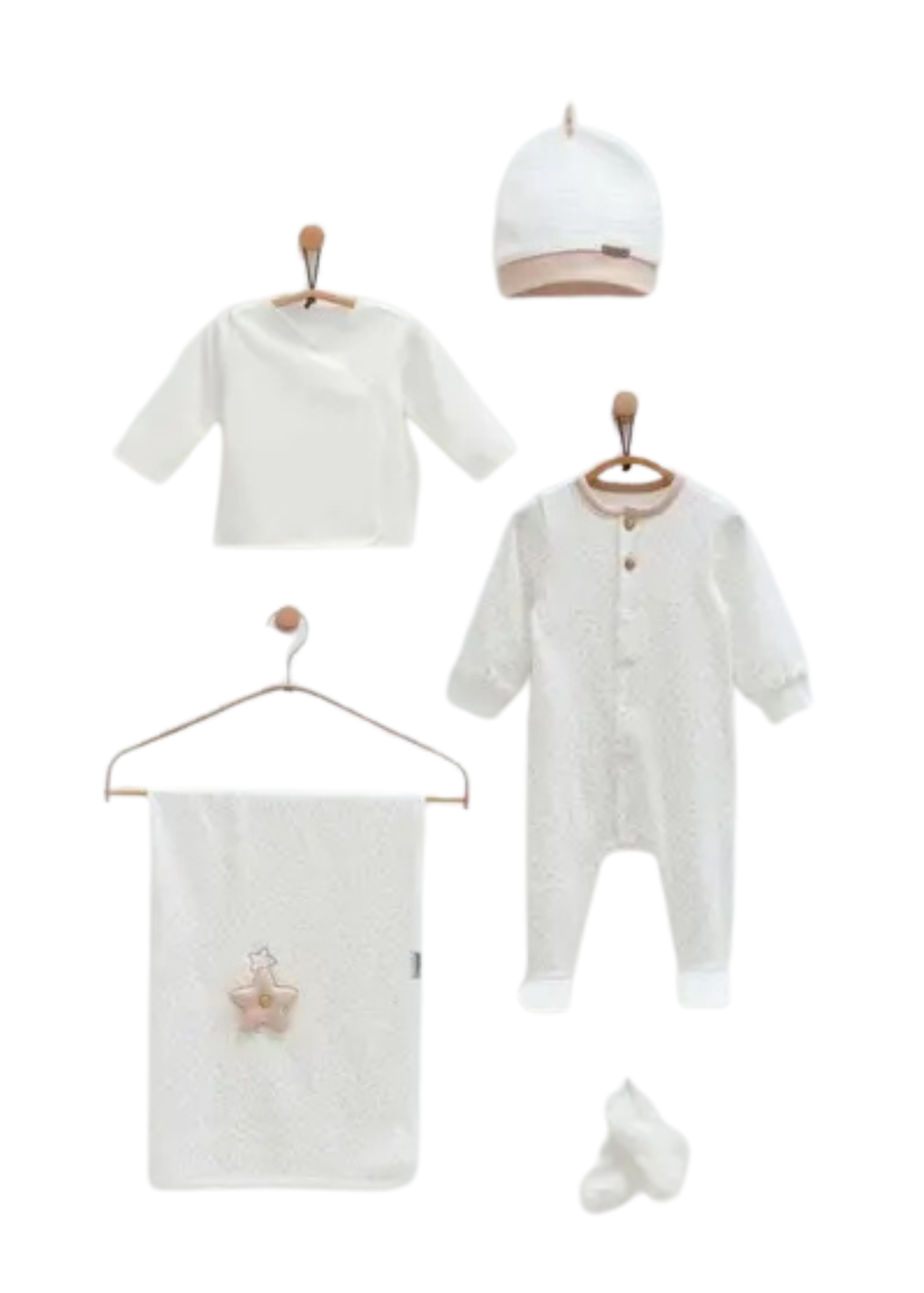 Set 10 Piese Maternitate Crem cu Bej cu Stea ZE1979 Mell Sweet Baby