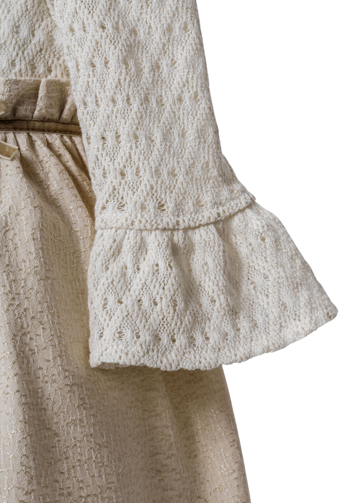 Rochie cu Mana Lunga Fusta Brocard Bej Bust Tricot 4406 MyMio