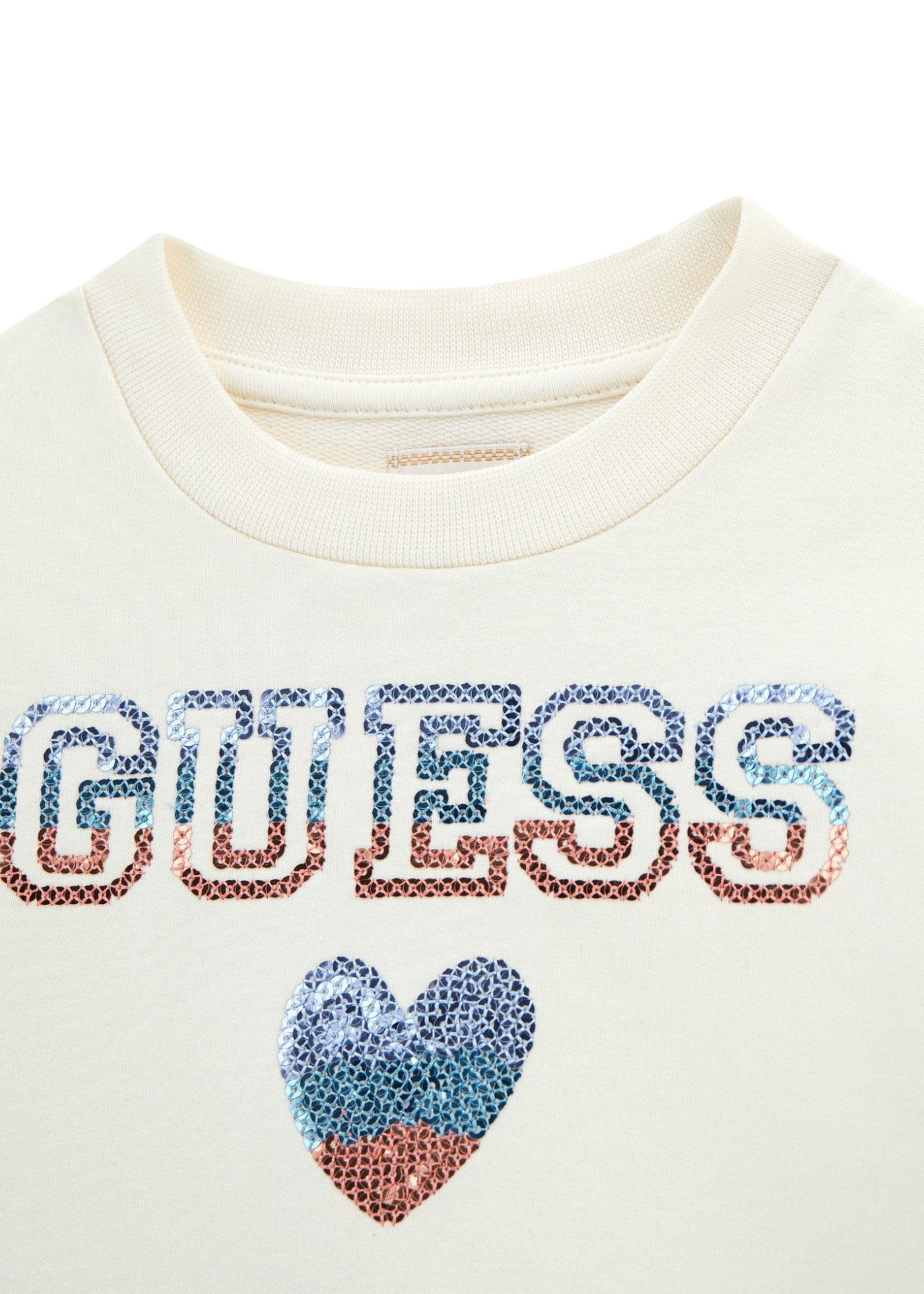 Rochie Bumbac cu Maneca Lunga Alb cu Bleumarin K5YK06 KA6R4 F078 Guess