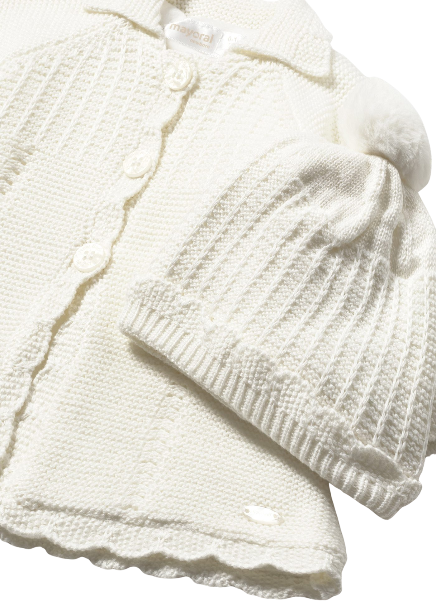 Palton Tricotat si Caciula Crem 2412 Mayoral