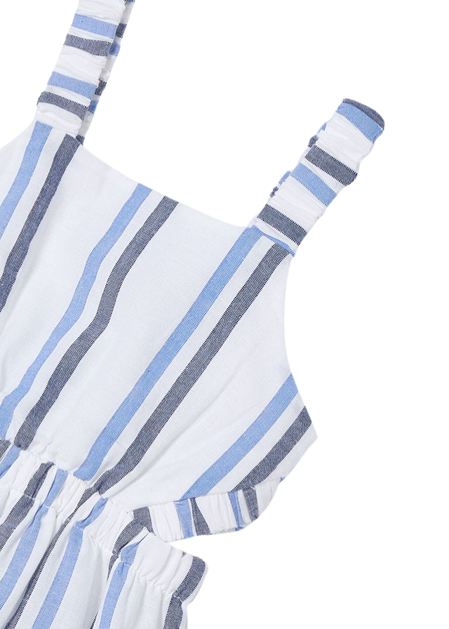 Rochie Crem cu Bretele cu Dungi Albastre si Bleumarin 3965 Mayoral