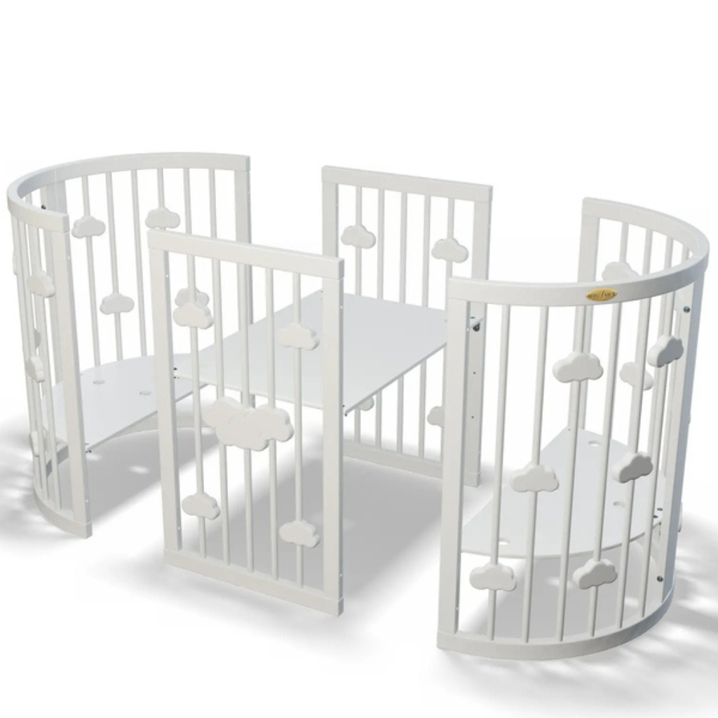 Smart Round-Oval Crib Evolutive Transformable Cosleeper 9in1 Alder Wood 72x72/120/168 INGVART 