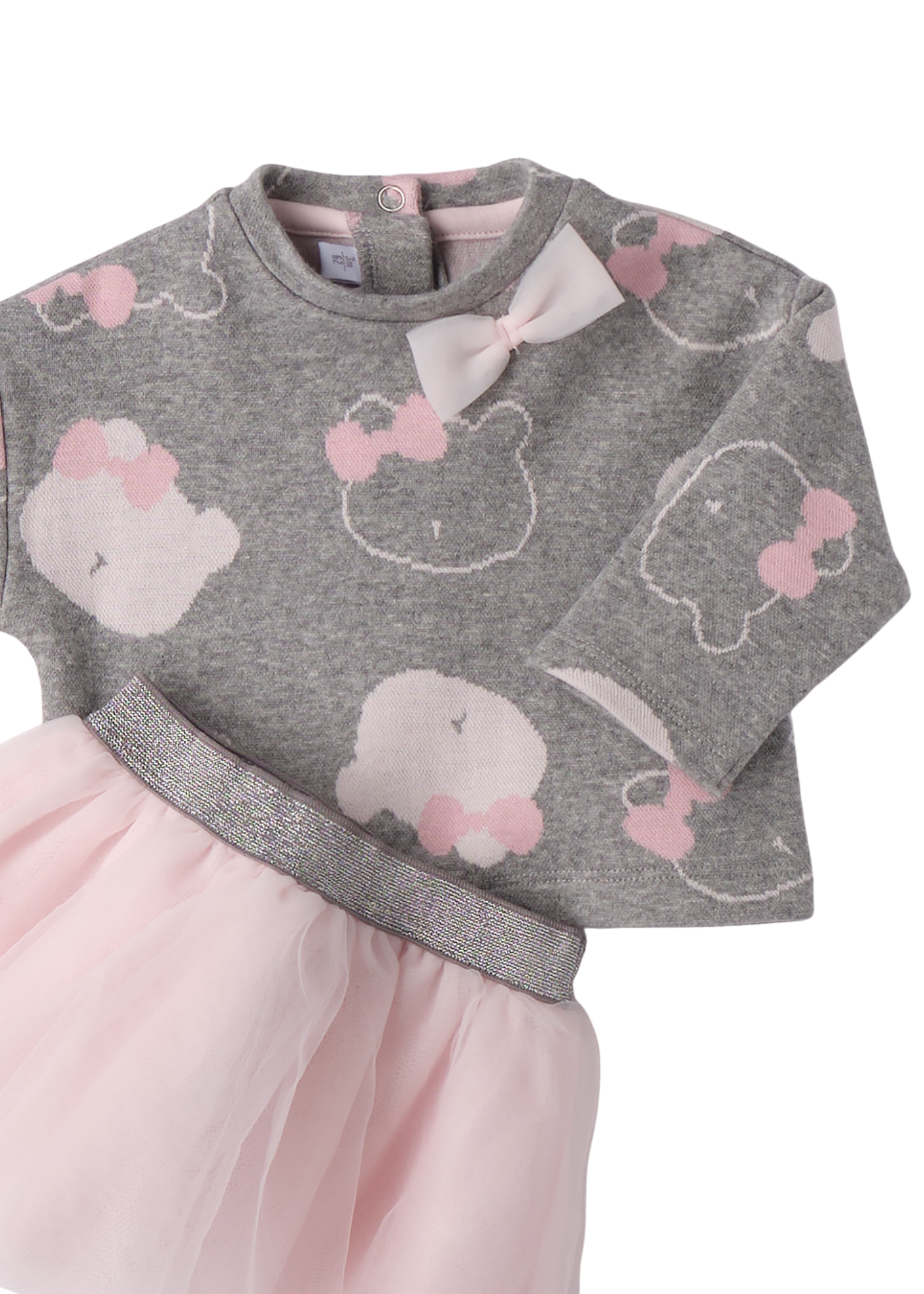 Set 2 Piese Bluza Gri si Fusta Tulle Roz 3.F771/00 Minibanda