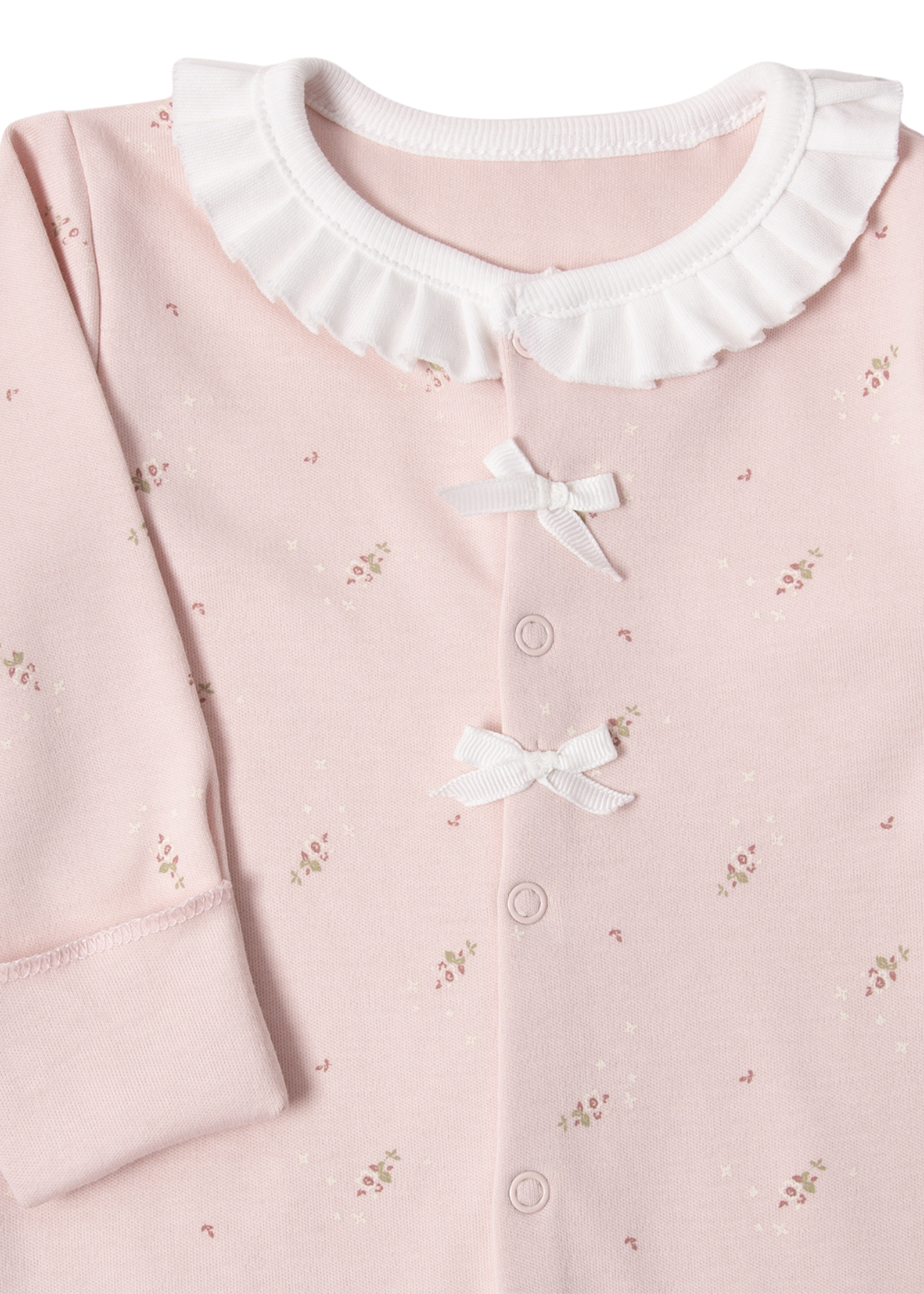 Set 3 Piese Salopeta Lunga Body cu Maneca Scurta si Boneta Roz cu Flori Z1048 Bebetto