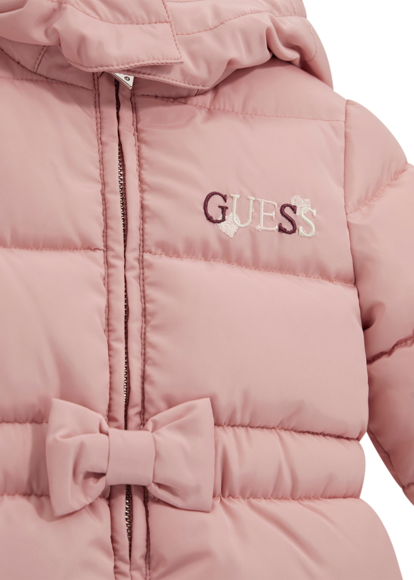 Geaca Matlasata Roz din Fas cu Gluga si Elastic cu Funda in Talie A5BL02 WB240 G6J8 Guess