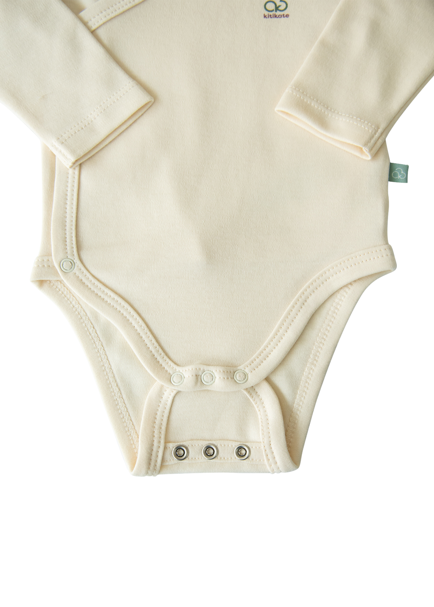 Body Maneca Lunga Bej Bumbac Organic Extensibil cu Inchidere pe Fata S40322 Kitikate