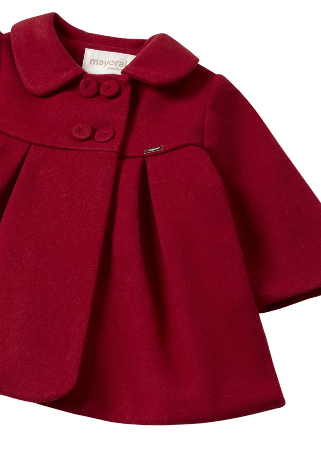 Palton Elegant din Stofa pentru Fetite, Rosu Cu 4 Nasturi 2406 Mayoral - Camera Bebelusului