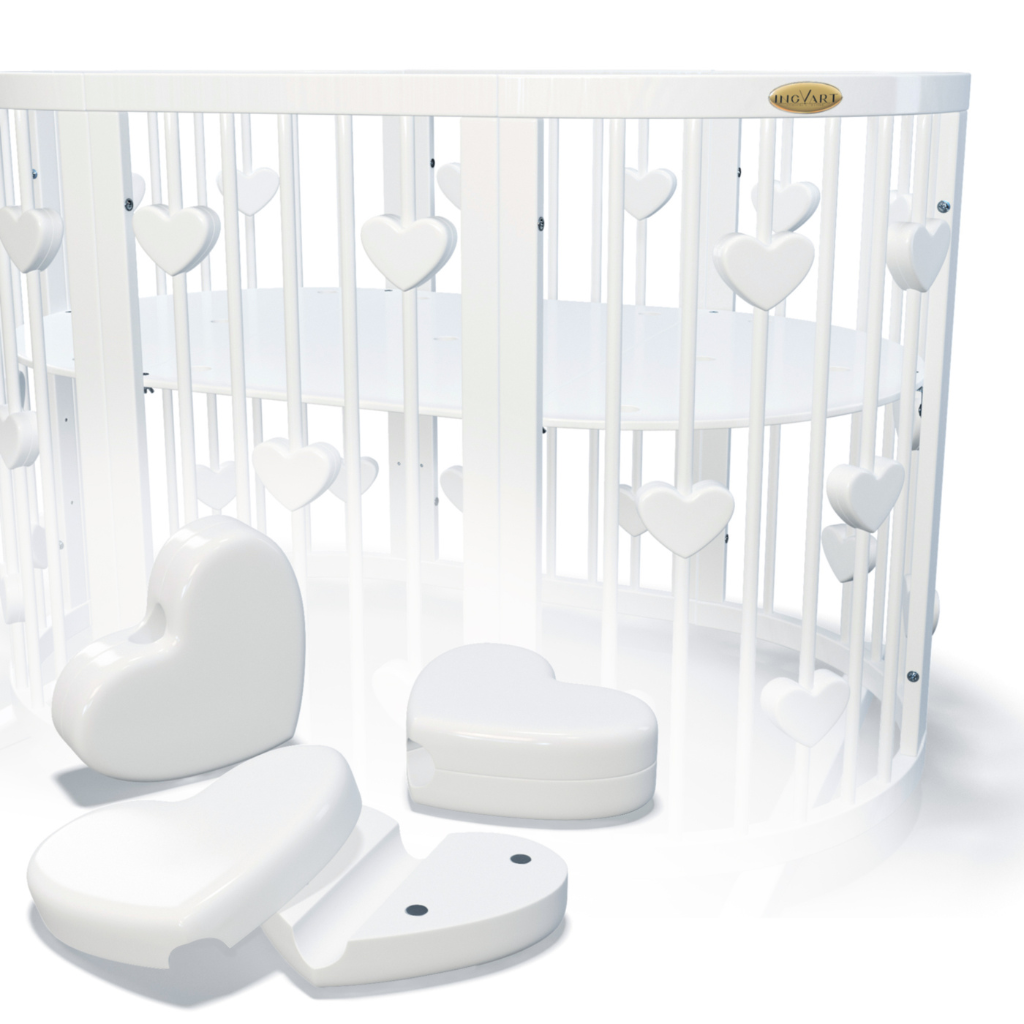 Patut Smart Inimi Rotund-Oval Evolutiv Transformabil Cosleeper 9in1 Lemn Arin 72 cm INGVART