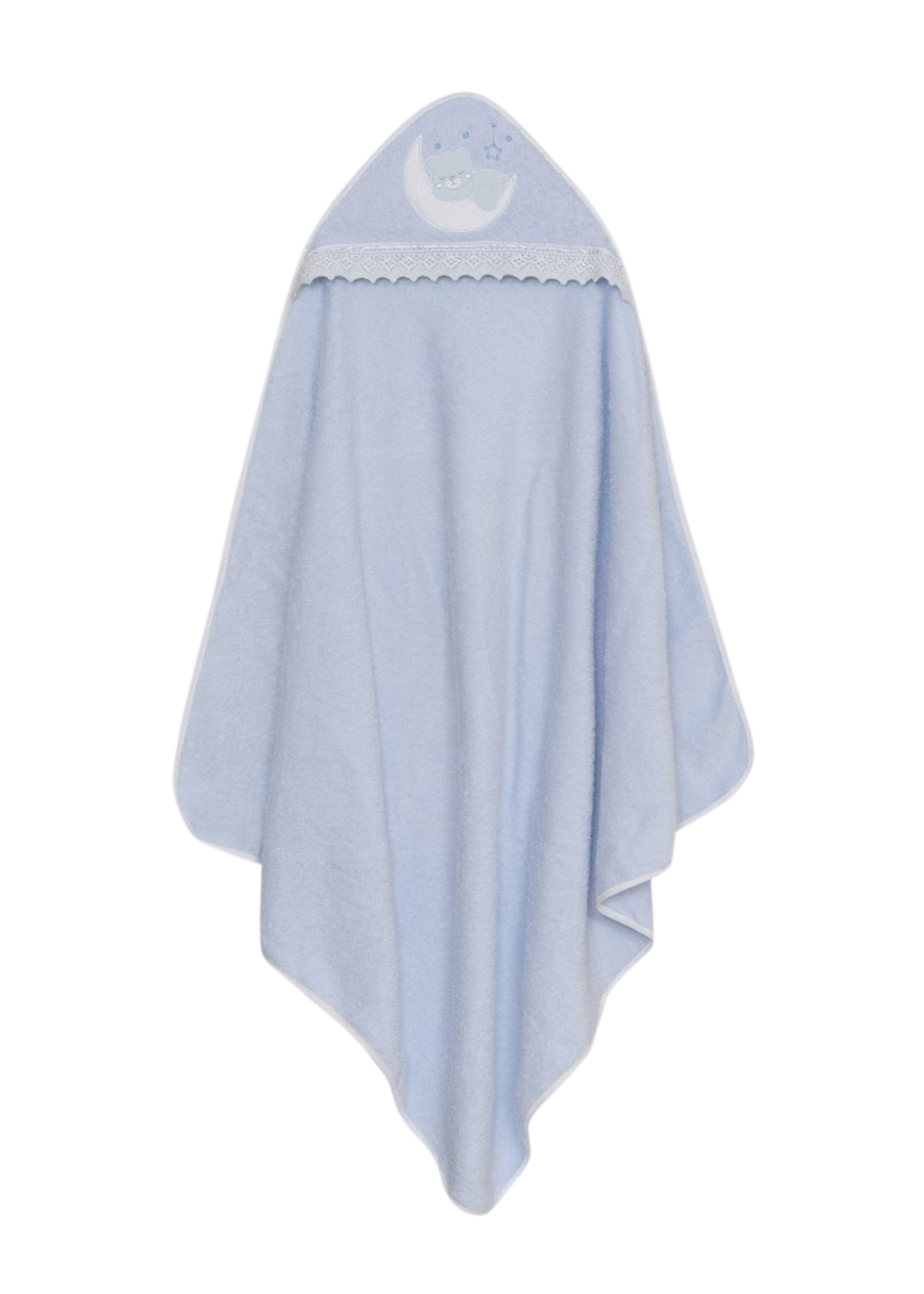 Prosop cu Capison 100x100 cm si Bavetica Bleu cu Ursulet pe Semiluna 01248-01 InterBaby