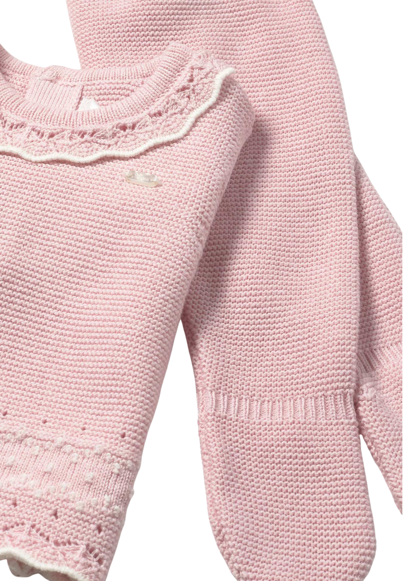 Set 3 Piese Tricotat Roz Bluza Pantaloni si Fes 2556 Mayoral