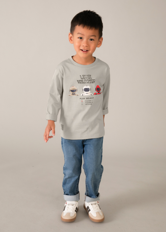 Bluza cu Maneca Lunga Bej cu Roboti 3084 col 19 Mayoral