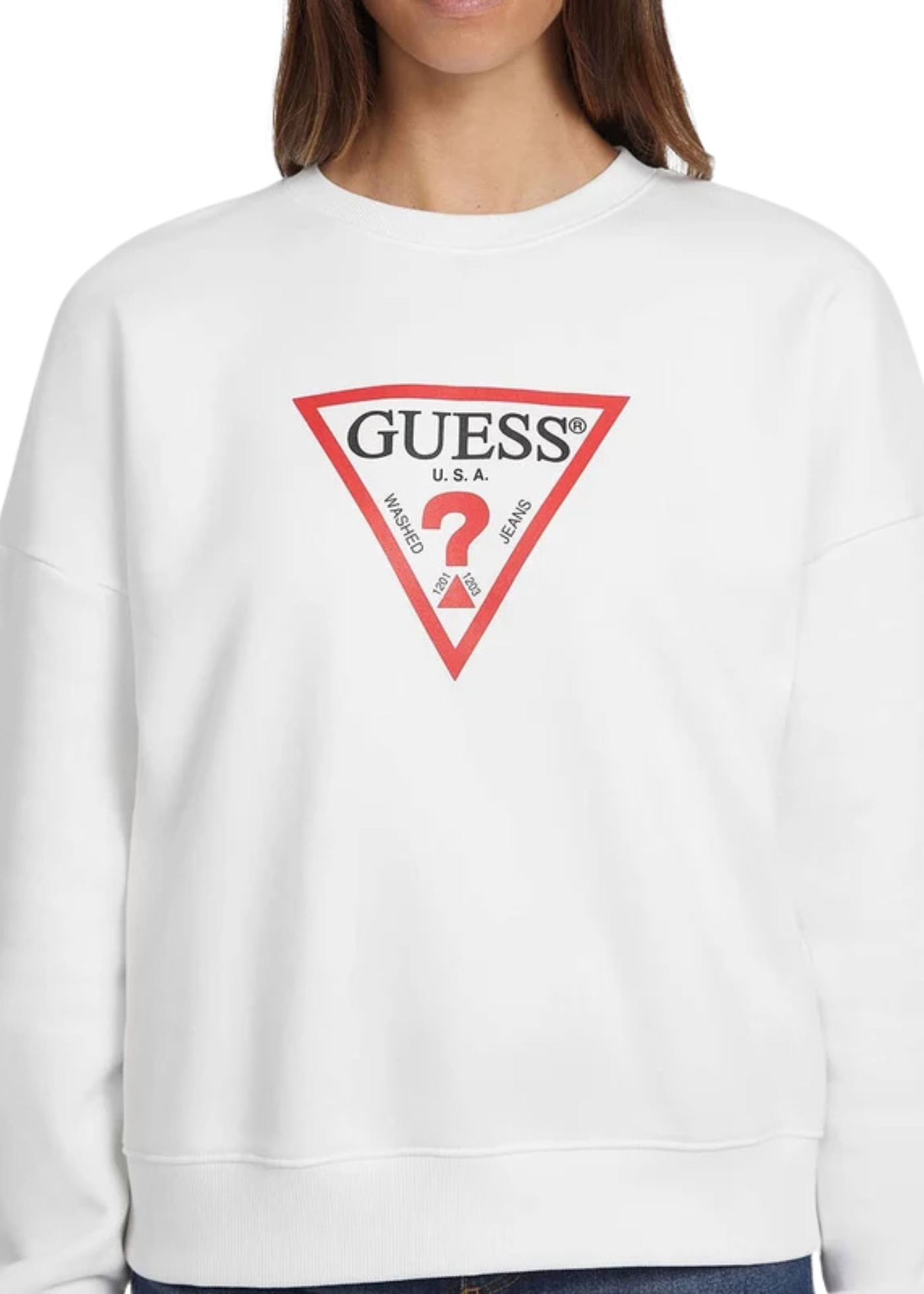 Bluza Sport Alba cu Logo Triunghi Rosu N73Q10 KAUG0 G011 Guess