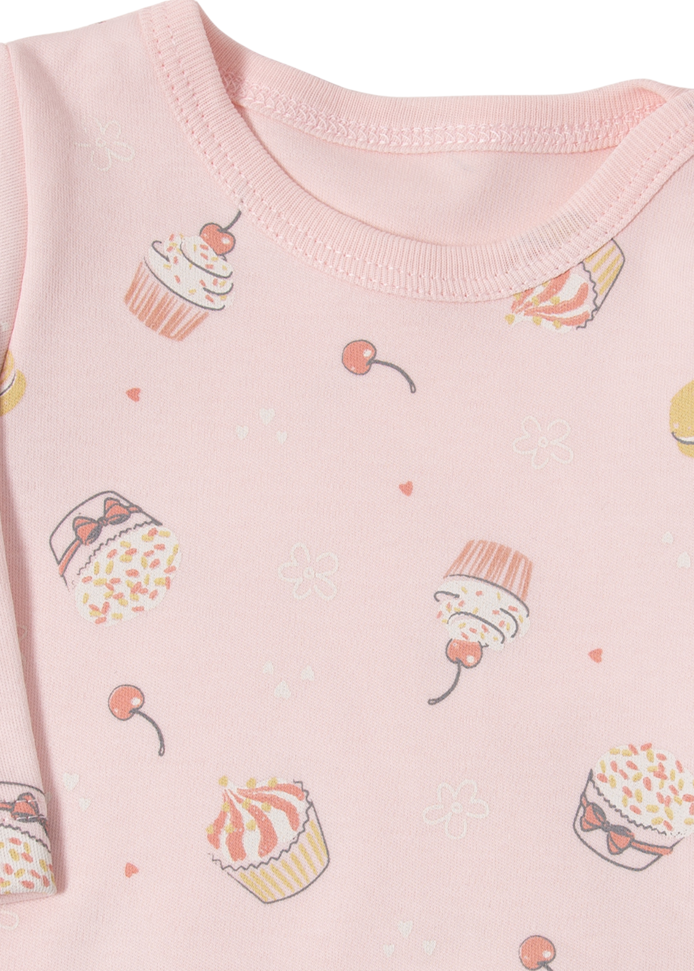 Body Roz cu Maneca Lunga Imprimeu Briose T4085 Bebetto