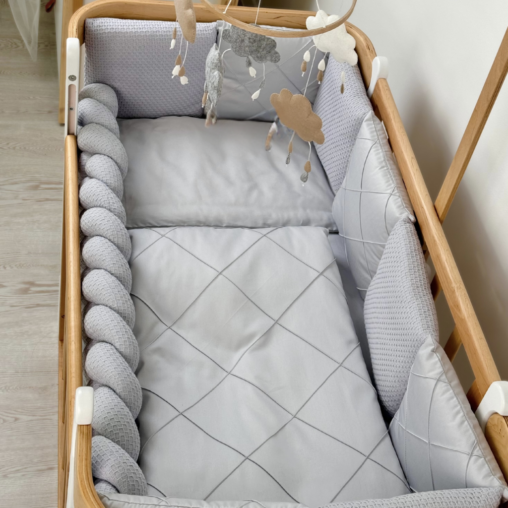Crib Bedding Set 60x120 cm Satin Platinum Light Grey Ingvart