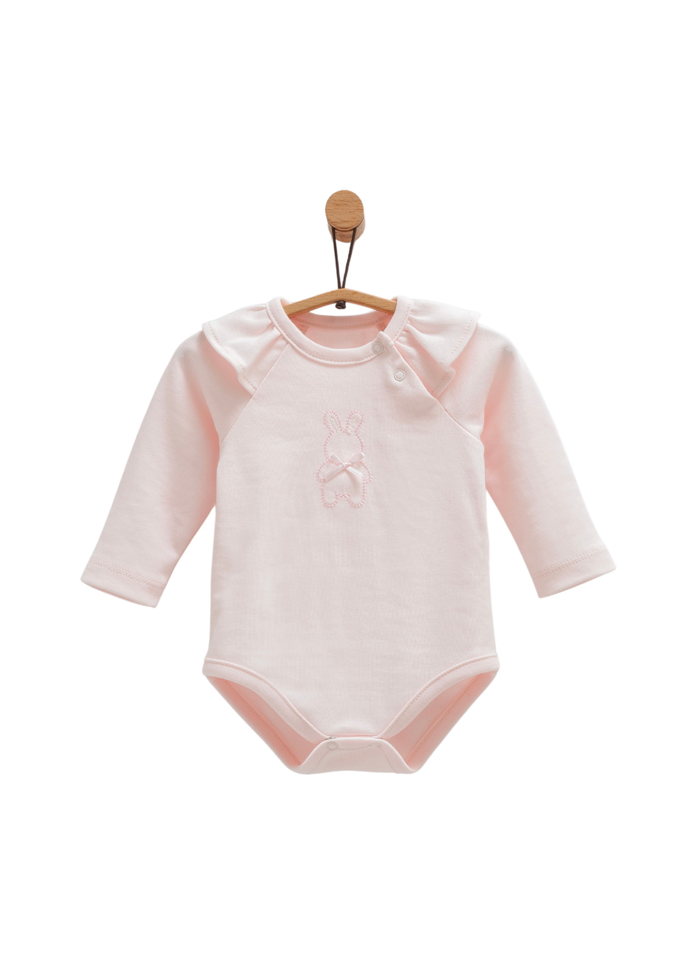 Set 3 Piese Body cu Maneca Lunga, Pantaloni Lungi cu Picior si Fes Roz cu Iepure BPS1488 Mell Sweet Baby