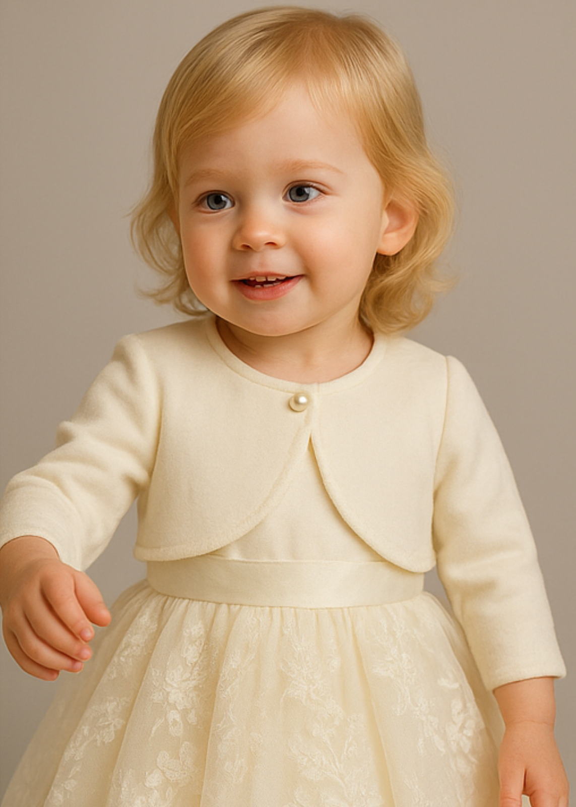 Ivory Beige Plush Bolero Babies AnneBebe