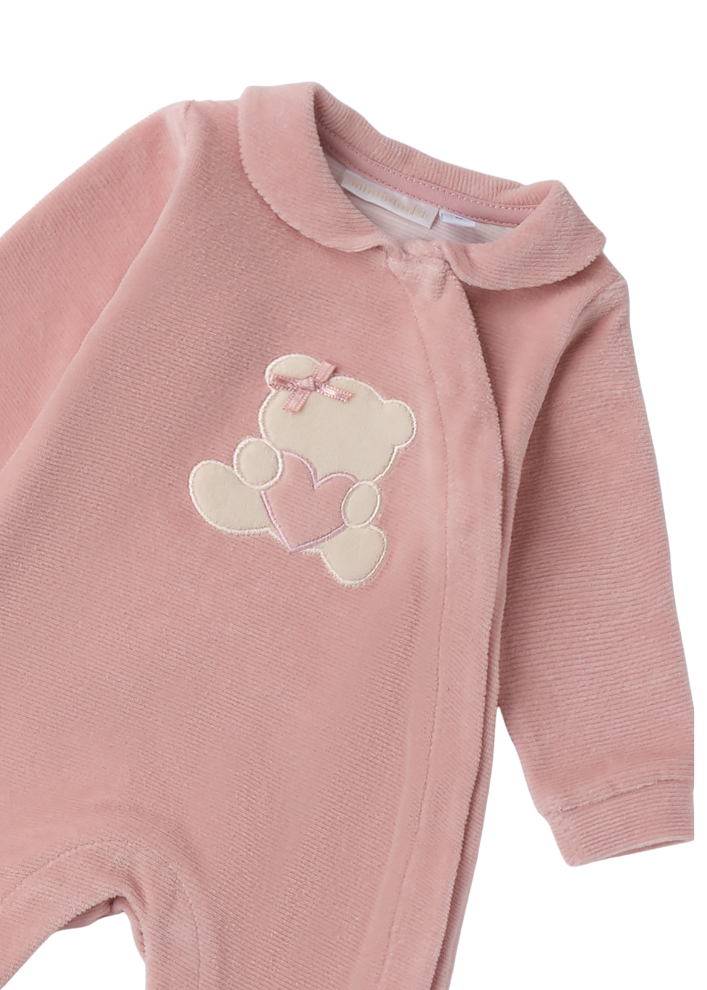 Salopeta Lunga Velur Roz Pudra cu Urs 3.F757/00 Minibanda