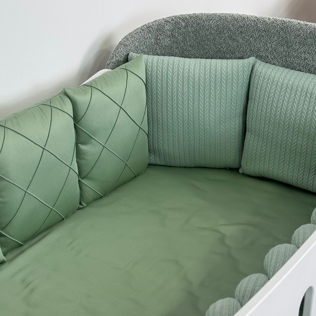 Crib Bedding Set 60x120 cm Satin Platinum Green Ingvart