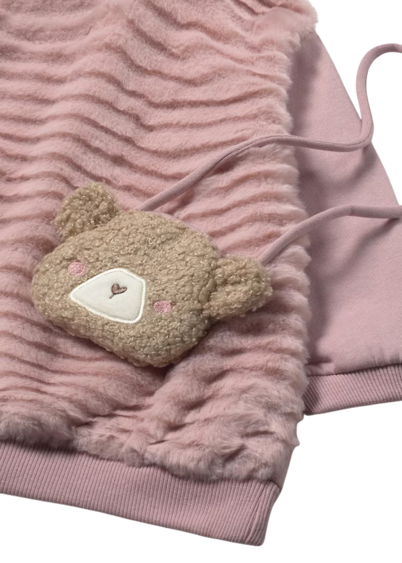 Rochie Roz cu Maneca Lunga cu Blana si Geanta Ursulet 2919 Mayoral