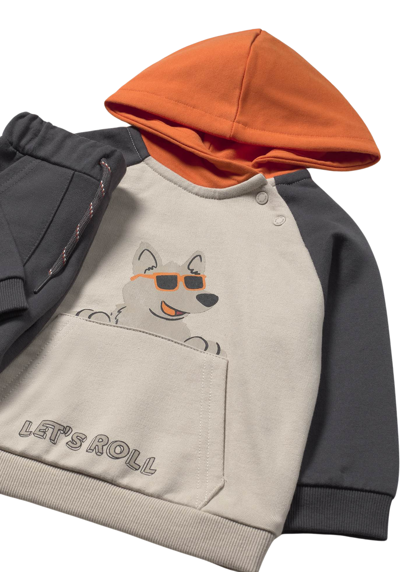 Trening 3 Piese Portocaliu cu Bej Hanorac cu 2 Perechi Pantaloni 2835 Mayoral