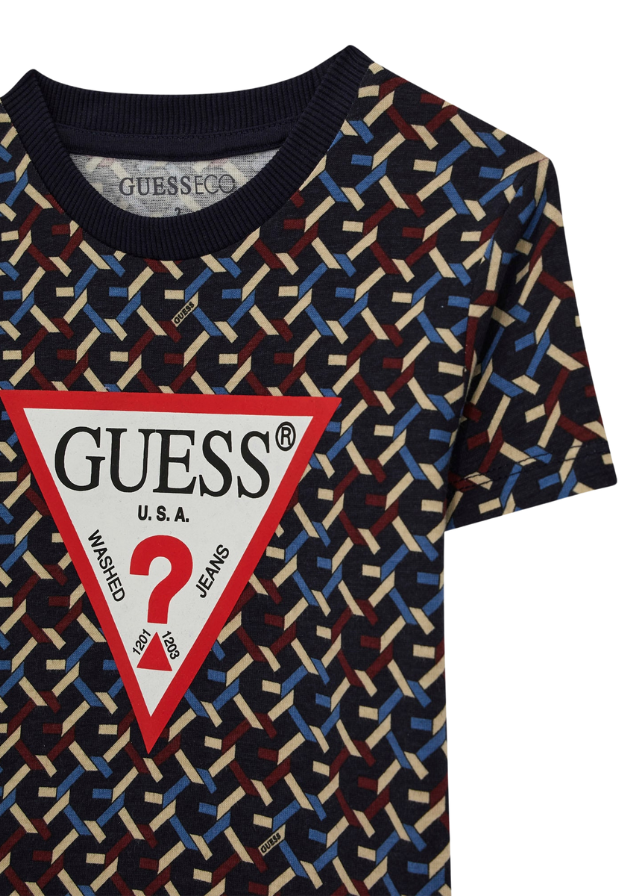 Bluza cu Maneca Lunga Imprimeu Albastru cu Bej cu Logo N4BI07 I3Z13 P7P9 Guess