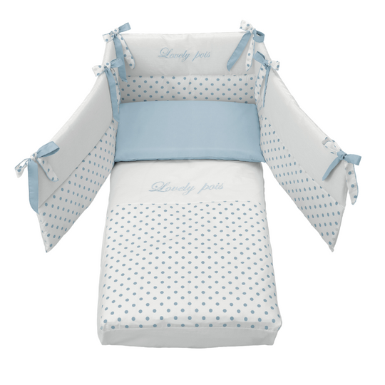 Набір захисту ліжечка для спільного сну, 4 предмети Cotton Blue Contact Azzurra 