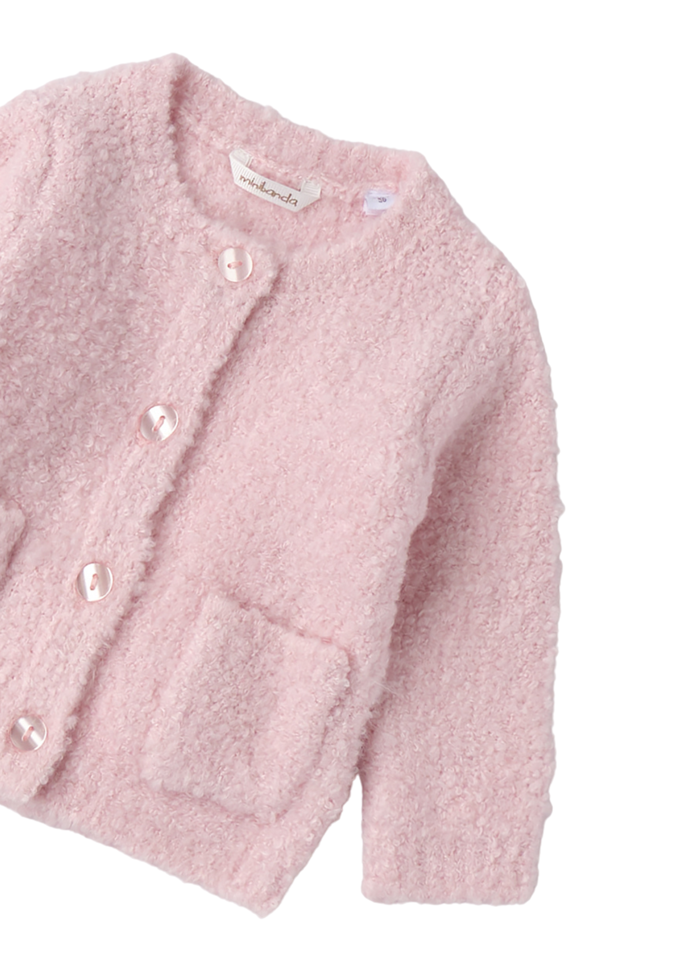 Cardigan Tricotat Roz Pufos cu Buzunare 3.F707/00 Minibanda