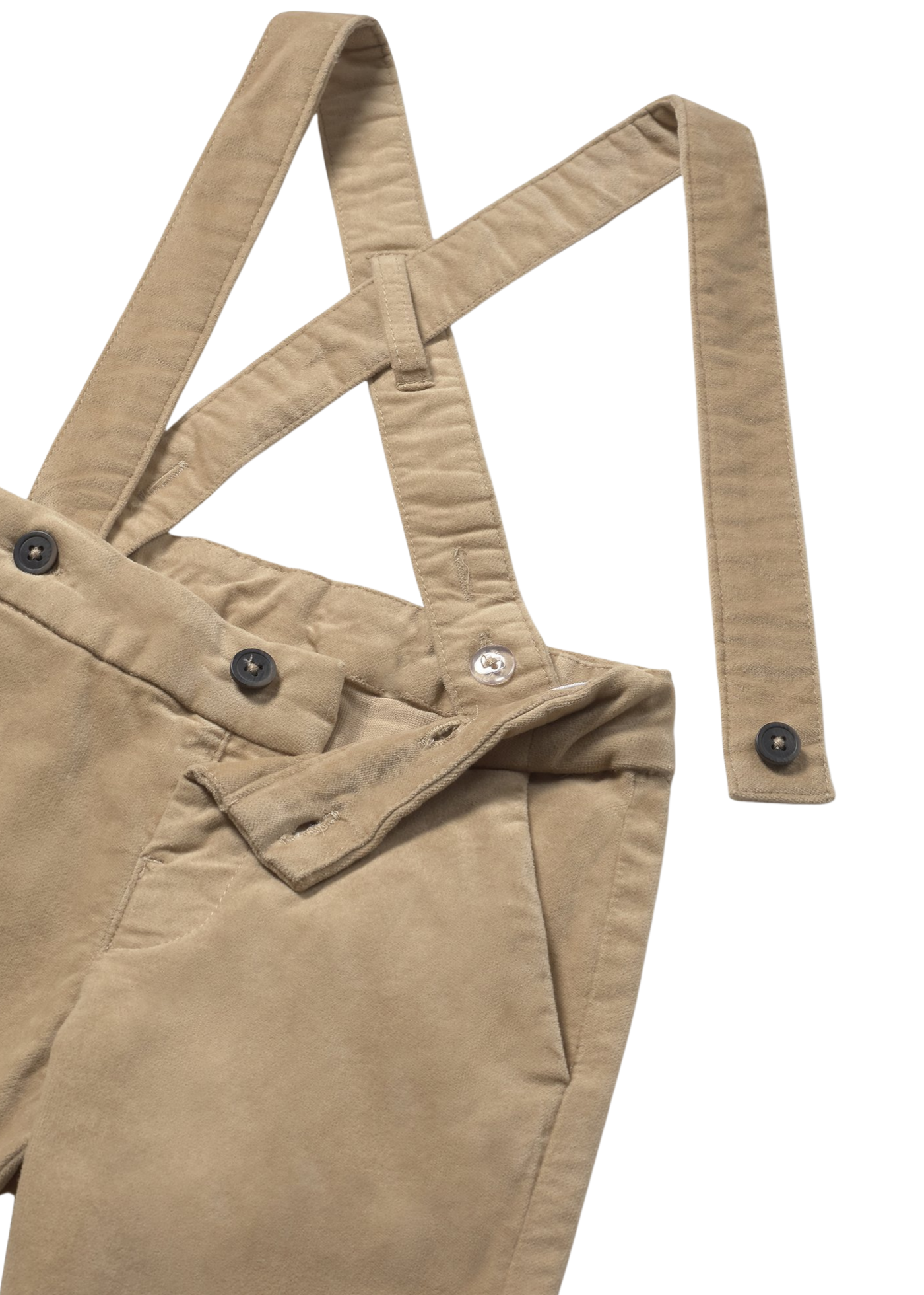 Pantaloni Lungi Bej din Catifea cu Bretele 2512 Mayoral