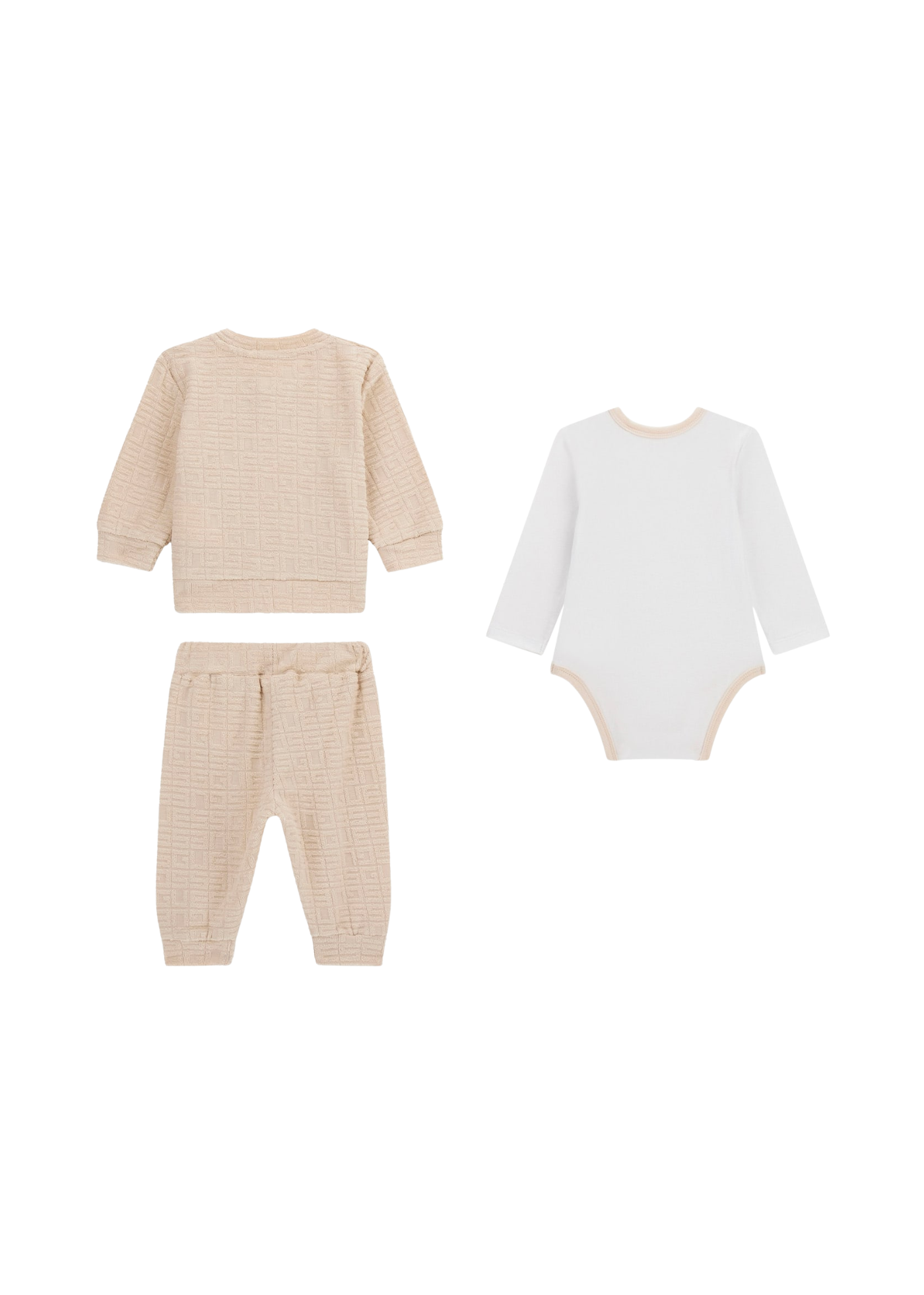 Trening 3 Piese Hanorac si Pantaloni Bej si Body cu Maneca Lunga Alb H5YW10 KBU64 G1ET Guess