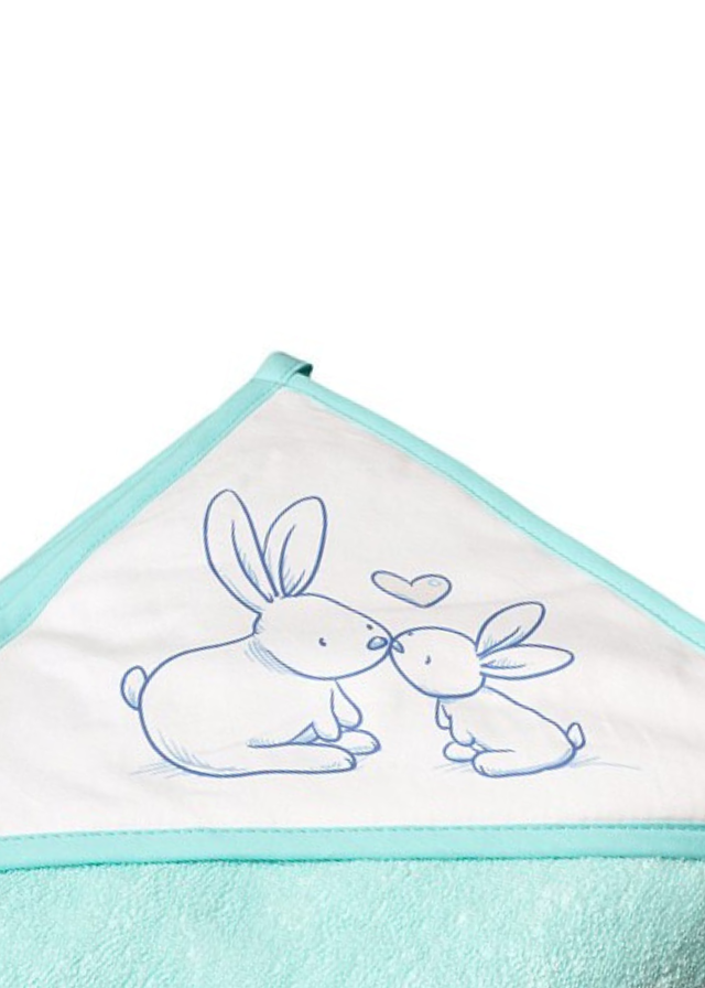 Prosop Baie cu Gluga Little Bunnies 100X100cm Verde Tega Baby - Camera Bebelusului