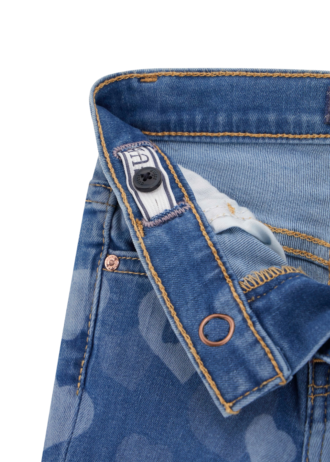 Pantaloni Lungi Denim Evazati cu Imprimeu Inimi K5YA04 D4CA0 PTGO Guess