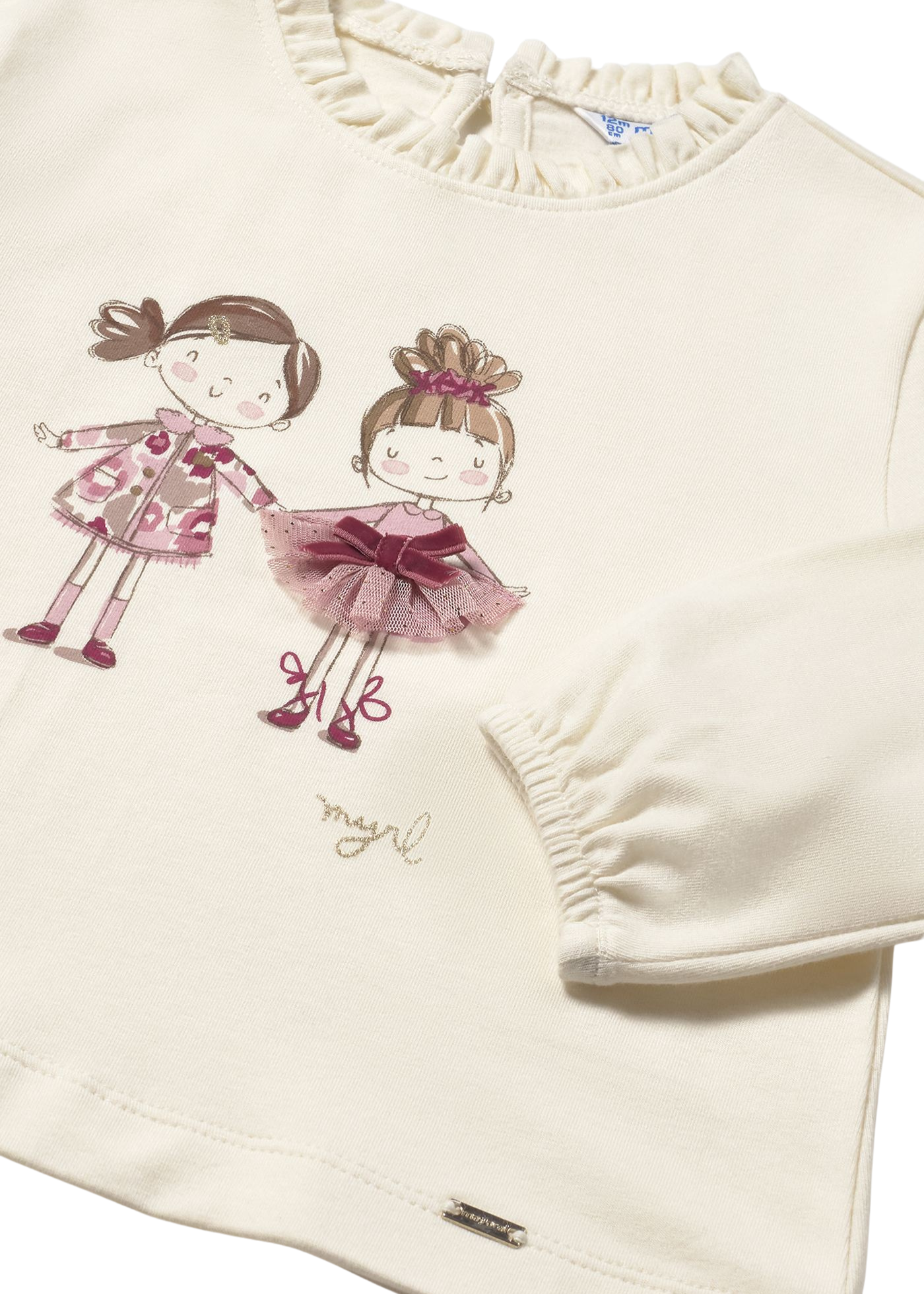 Bluza Crem cu Maneca Lunga Imprimeu Fetite 2075 Mayoral