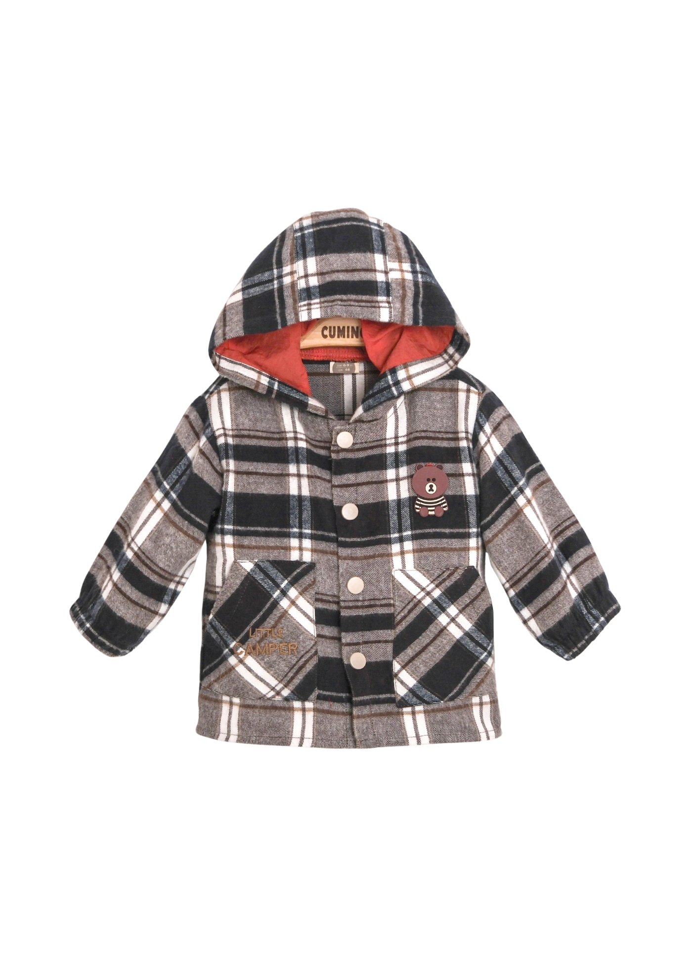 Set 3 Piese Camasa Stofa Carouri Bleumarin cu Bej, Pantaloni Lungi Bej si Bluza Crem 3744 Mino Baby