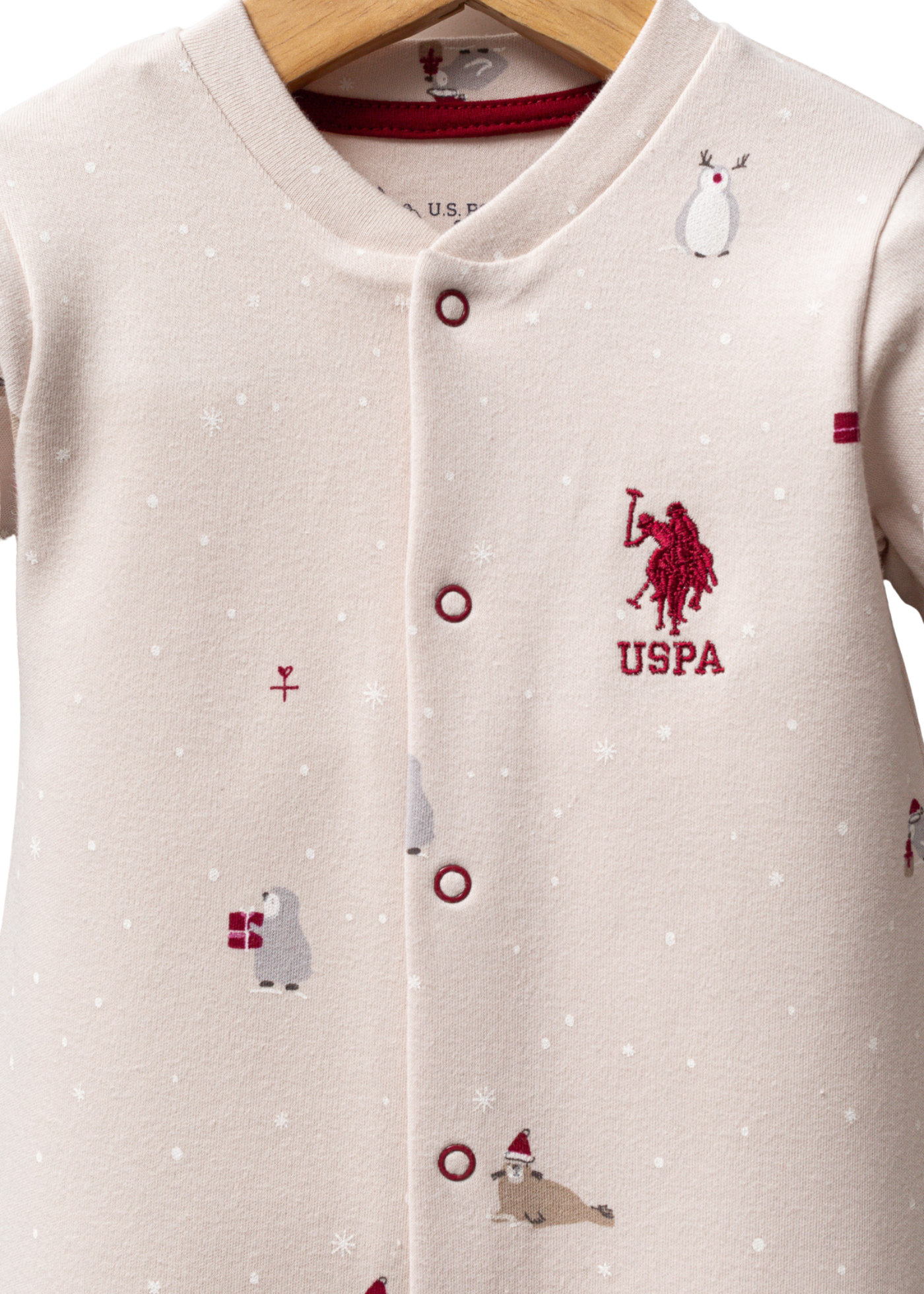 Salopeta Lunga Bej cu Imprimeu Pinguini USB2531 Us Polo Assn