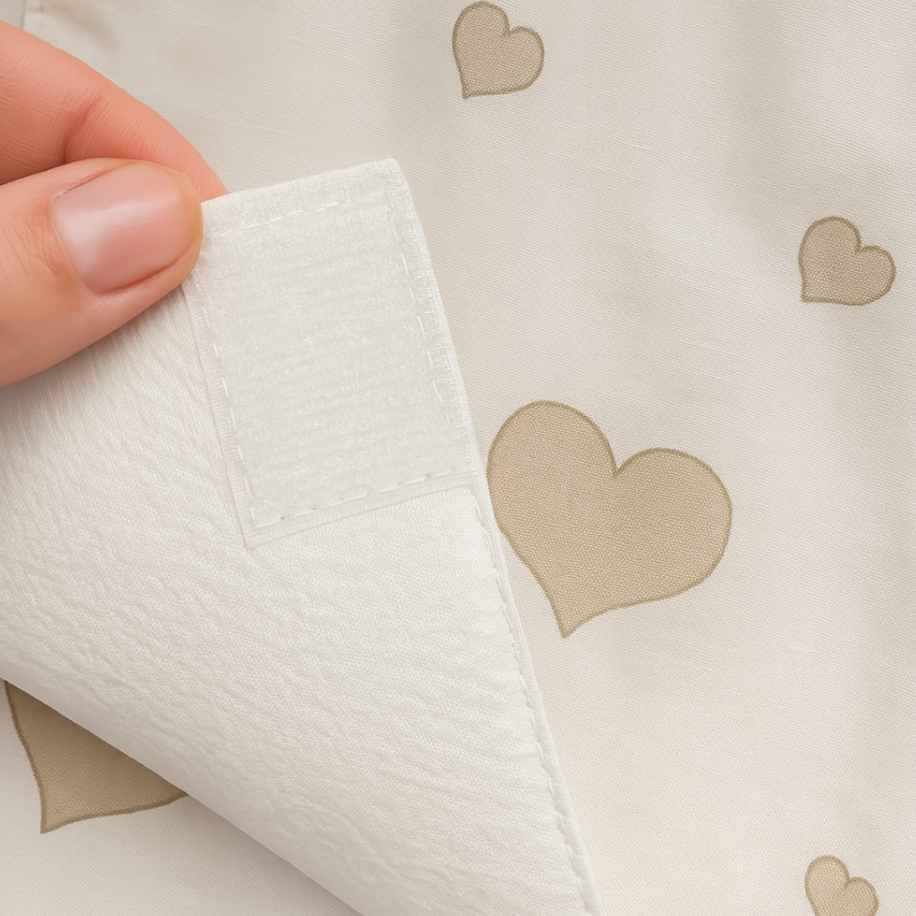 White Swaddle Mattress with Beige Heart Print for Scandi Ingvart Cabinet