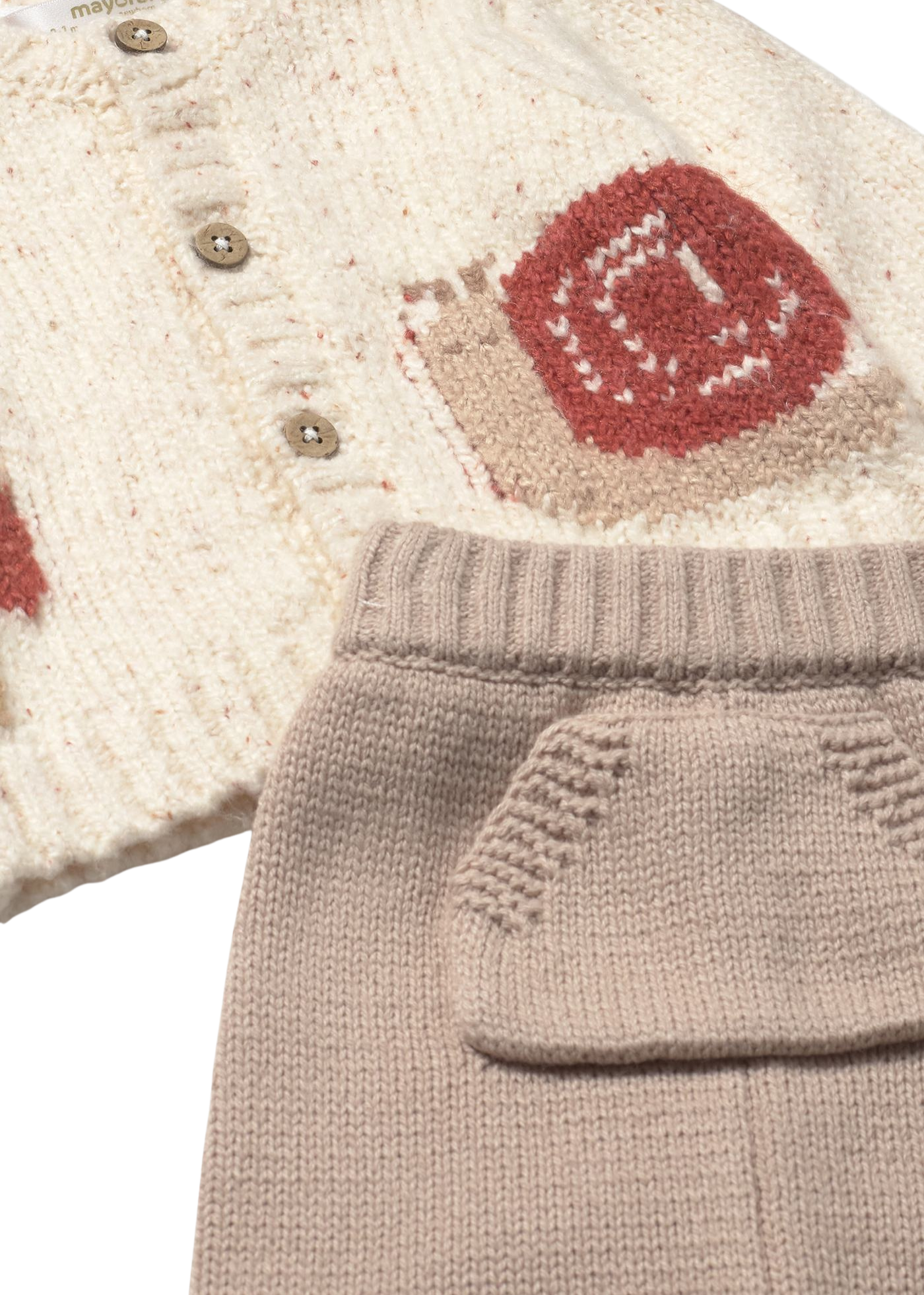 Set 3 piese Tricotat Crem cu Bej cu Melc 2571 Mayoral