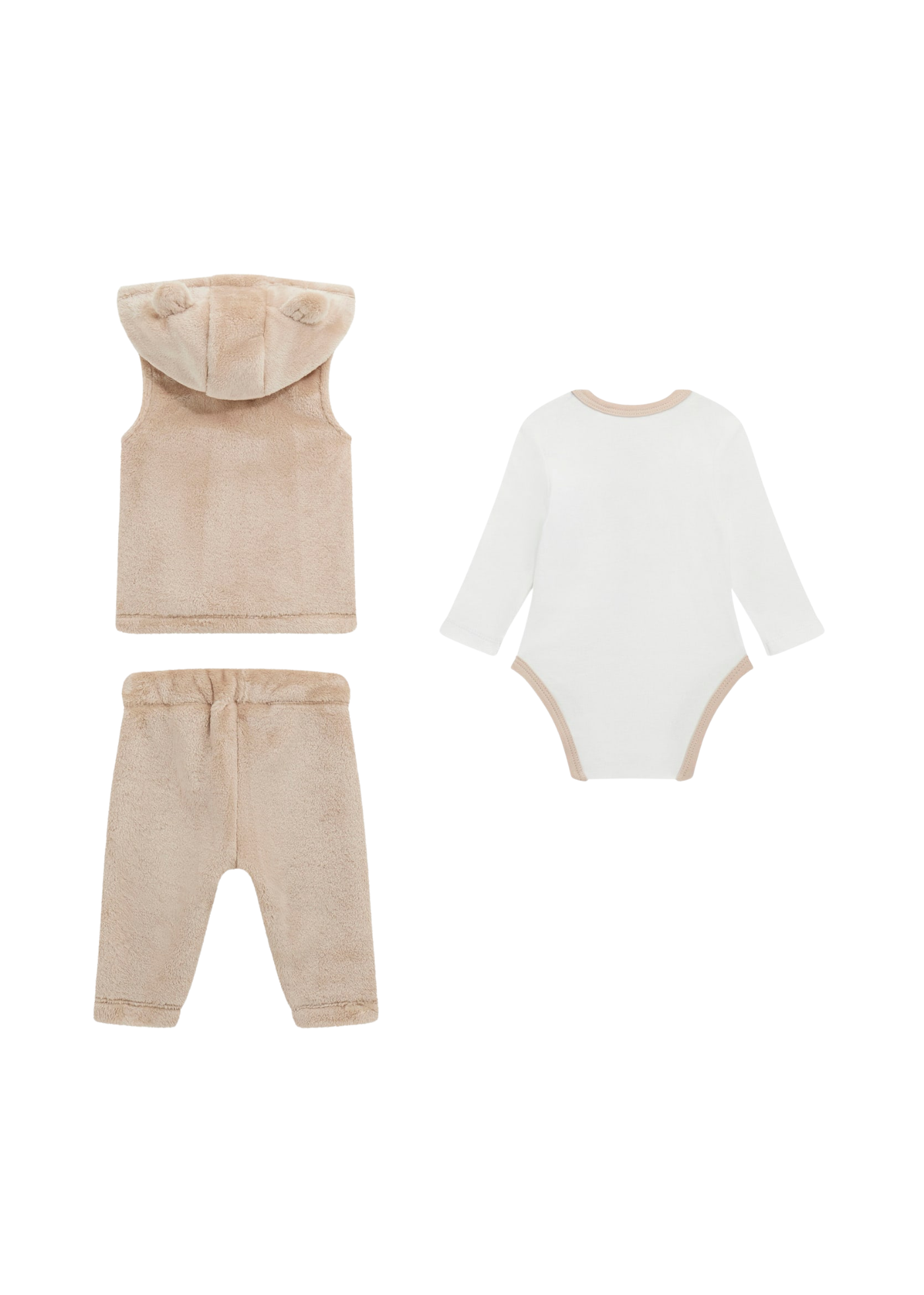 Set 3 Piese Vesta si Pantaloni Lungi Bej din Plus si Body cu Maneca Lunga P5BG07 WFRS0 G1FU Guess