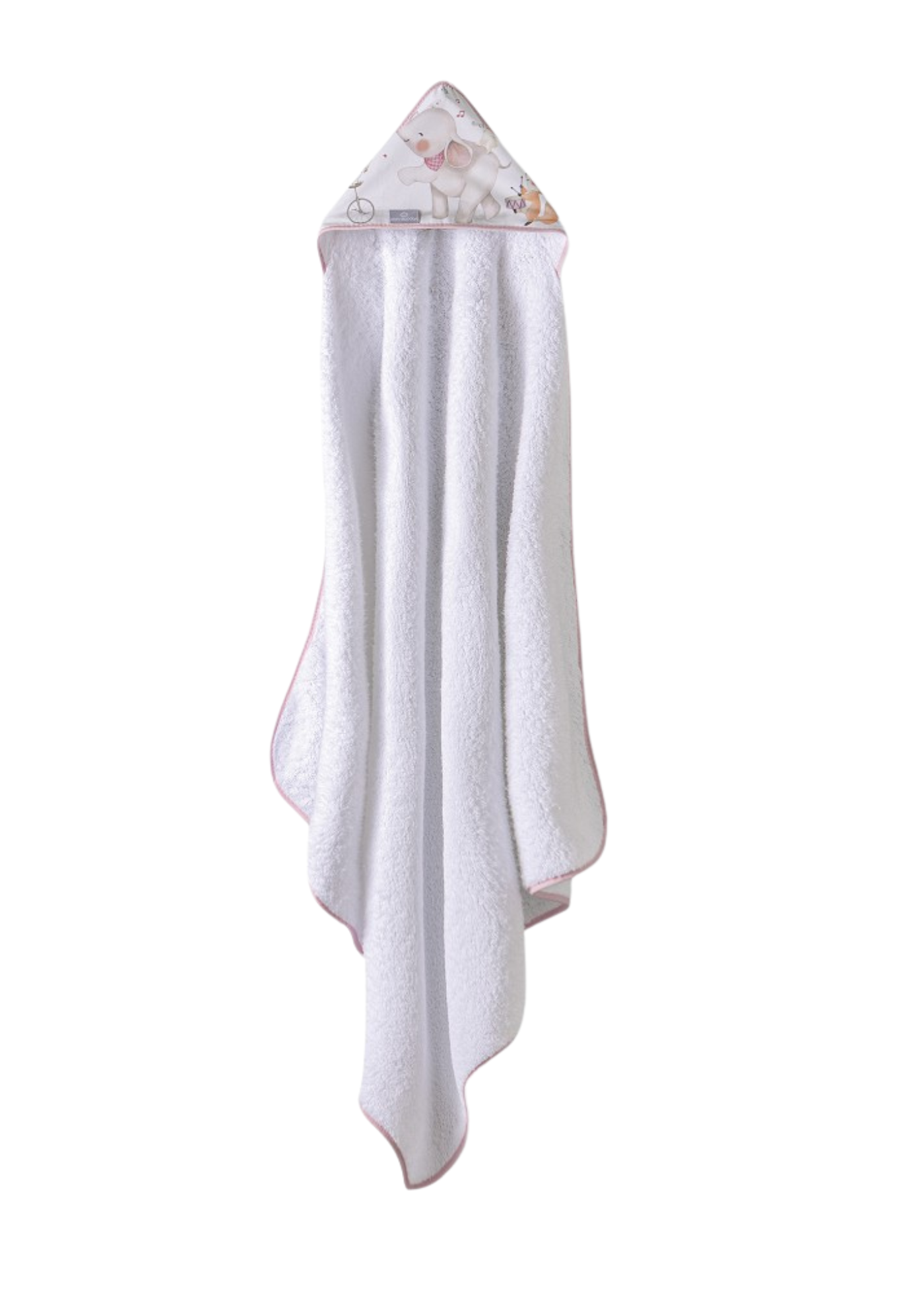 Prosop cu Capison 100x100 cm Alb-Roz cu Elefantel D1219-12 InterBaby